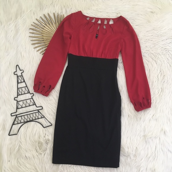 White House Black Market Dresses & Skirts - WHBM Red & Black Cut Out Sheath Style Dress
